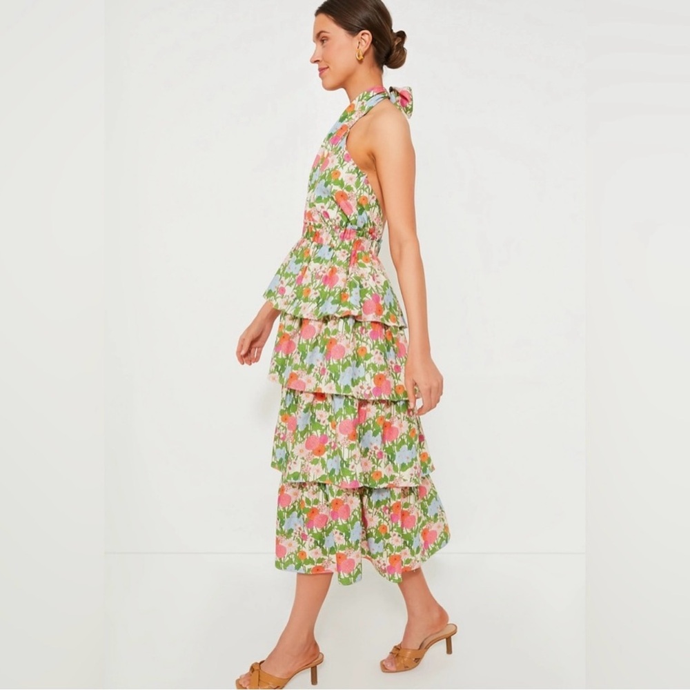Tuckernuck Hyacinth House Multi Green Begonia Floral Jenny Halter Midi Dress